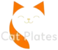 Logo of Cat Plates blog featuring a minimalist cat and plate symbol in vibrant orange and complementary colors.