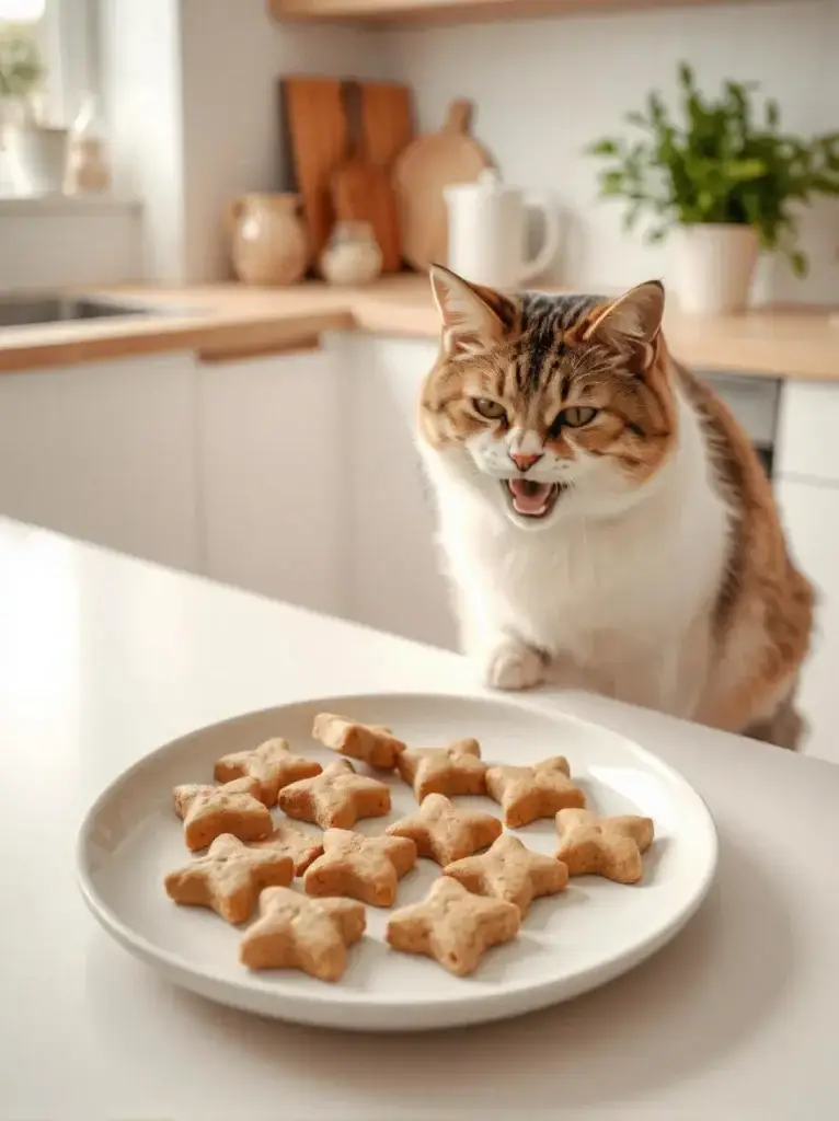 Homemade cat treats made with tuna and carrots, perfect for healthy snacking.