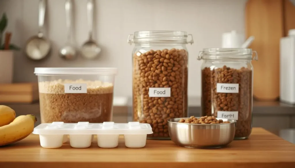 Top 6 Vet-Approved Homemade Wet Cat Food Recipes for Digestion 7 Airtight containers of homemade cat food in a kitchen.