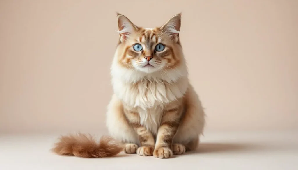 Close-up of a Balinese cat highlighting its blue eyes, pointed coat pattern, and silky fur.