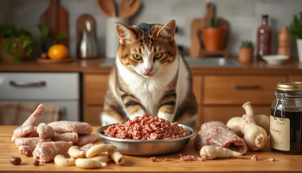 An assortment of affordable raw ingredients like ground beef, chicken, and liver on a kitchen counter.