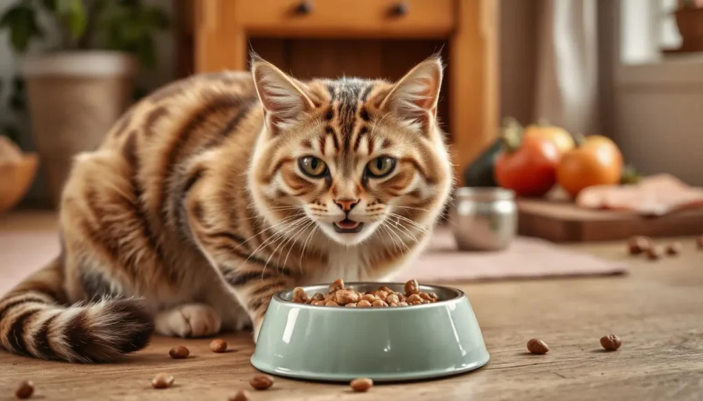 A happy cat enjoying a bowl of Weruva cat food, showcasing high-quality ingredients and hydration benefits.