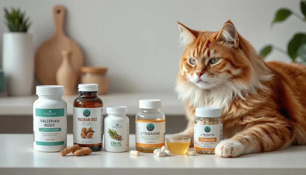 Various natural remedies for cat anxiety, such as valerian root, L-theanine, and CBD oil