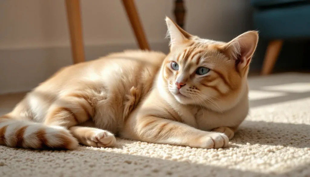 A Ragdoll cat lying on a plush carpet in a clean, allergen-conscious home.Title: Ragdoll Cats and Allergies: What to Know