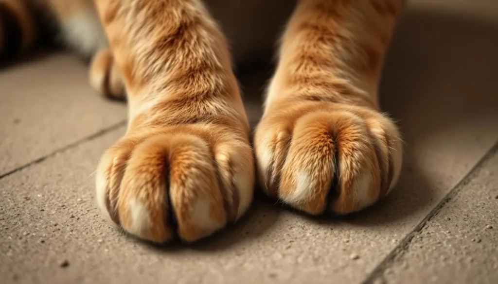 Detailed illustration of a cat's paws, showing retractable claws and sensory paw pads.