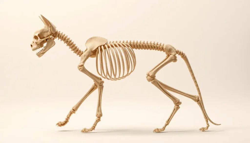 Diagram of a cat's skeleton, showcasing its flexible spine and key bones