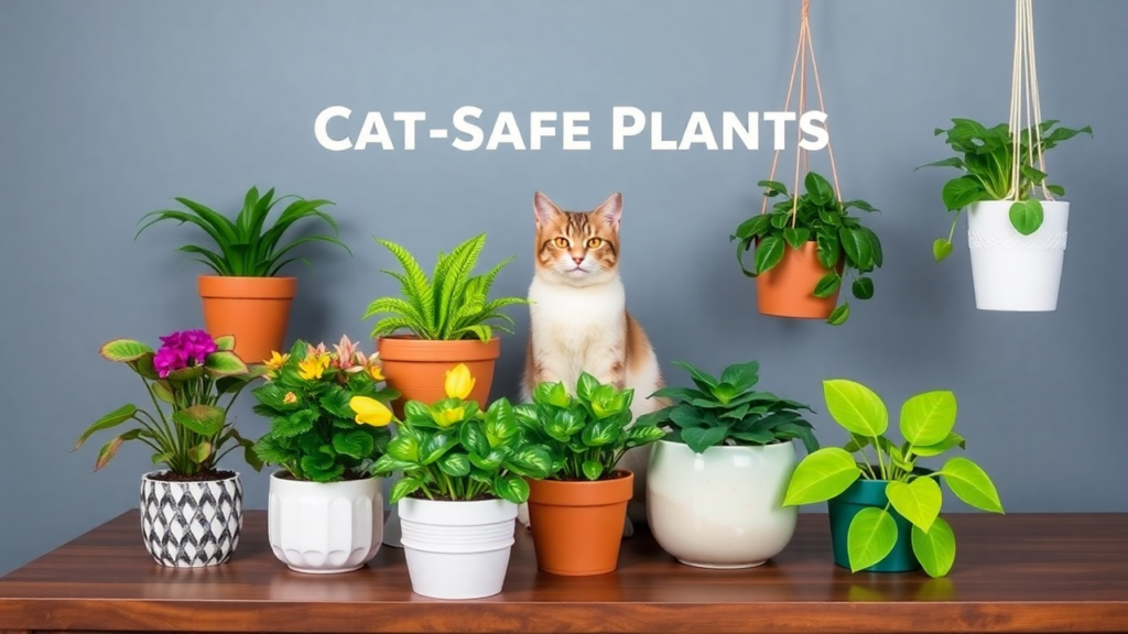 An assortment of Boston ferns, African violets, and Haworthia displayed in a pet-friendly home.