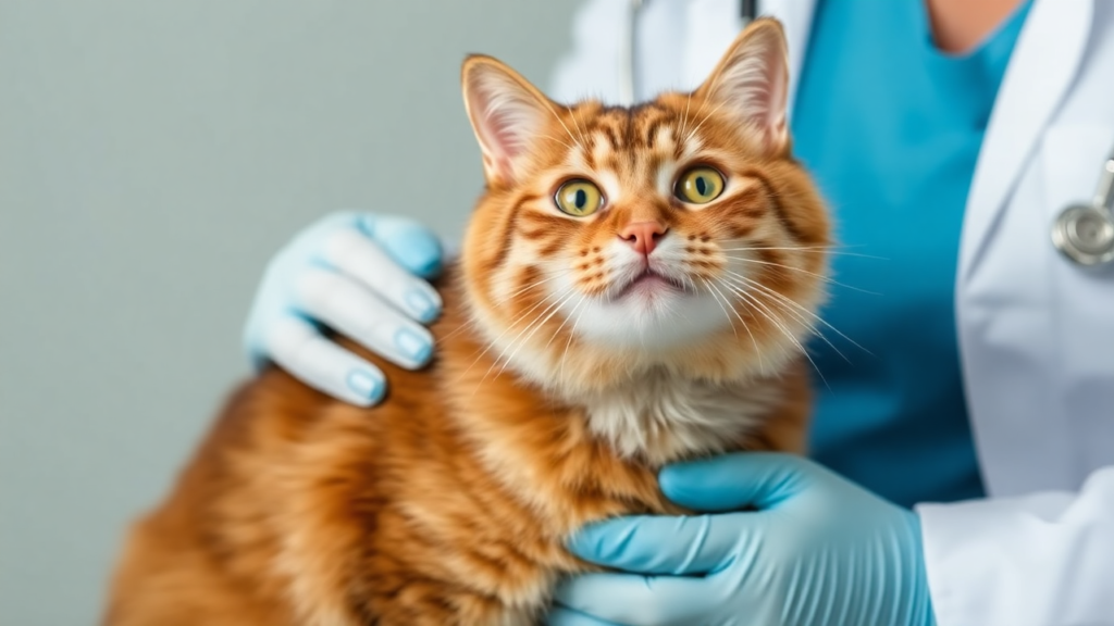 A vet examining a cat to check its health after switching to homemade food.