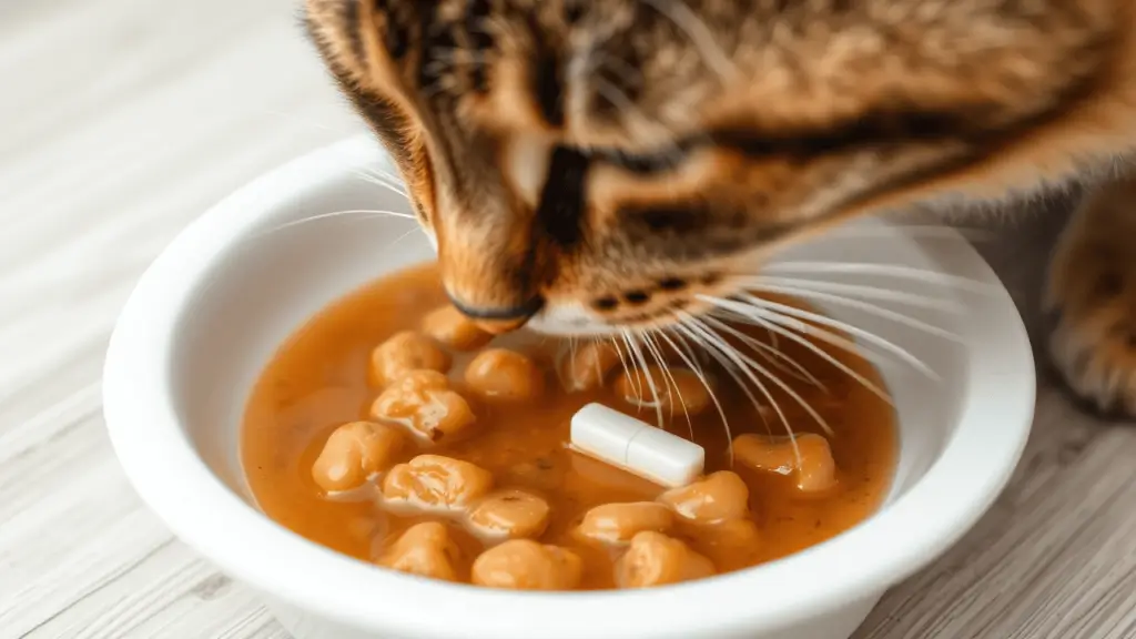 How to Give a Cat a Pill: Effective Methods and Stress-Free Solutions 4 A small portion of wet cat food with a hidden pill inside, served in a clean dish