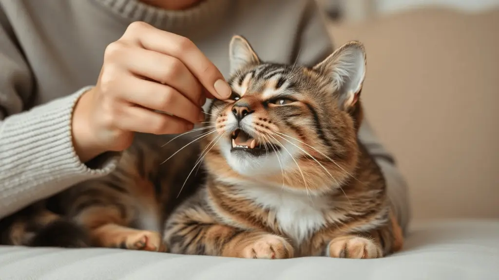 How to Give a Cat a Pill: Effective Methods and Stress-Free Solutions 1 A person gently giving a pill to a calm cat, demonstrating how to give a cat a pill in a stress-free way.