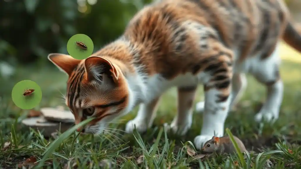 Cat Dewormer Guide: Best Dewormers, Natural Remedies and How to Deworm Your Cat Safely 1 Outdoor cat exposed to parasites like fleas and rodents, highlighting the importance of using a cat dewormer.