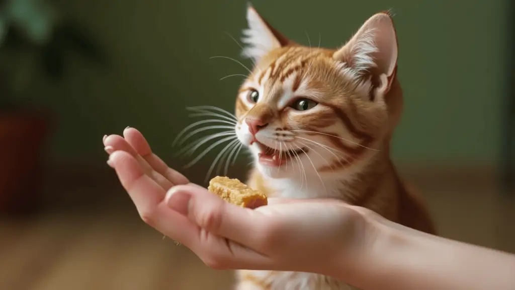 10 Healthy Homemade Cat Treats: Natural, Freeze-Dried & Vet-Approved Recipes 4 Cat Enjoying Freeze-Dried Treat From Owner
