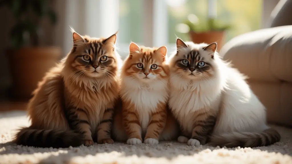 Ethical Persian Cat Breeders: Maine Coon, Persian & Ragdoll Costs & Care 1 Maine Coon, Persian, and Ragdoll cats together in a cozy home setting