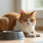 A healthy adult cat near a clean water bowl, symbolizing good hydration and overall wellness