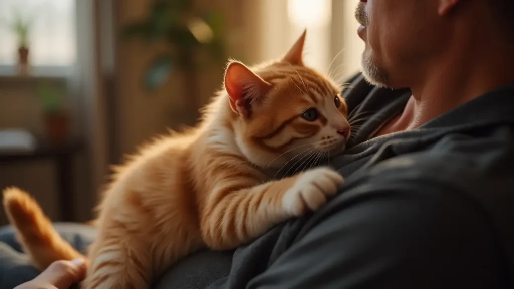 The Ultimate Guide to Cat Tail Language: Understand Your Cat Like Never Before! 3 A cat wrapping its tail affectionately around its owner’s arm, showcasing the bond between cats and humans.