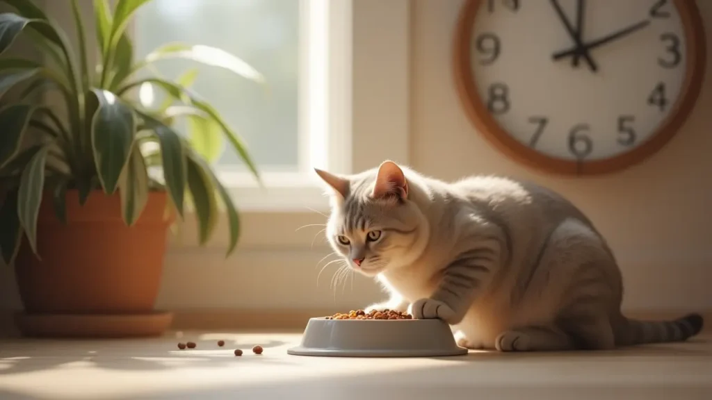 How Much Canned Food to Feed a Cat: Vet-Approved Guidelines for Every Life Stage 3 cat feeding routine with clock in background