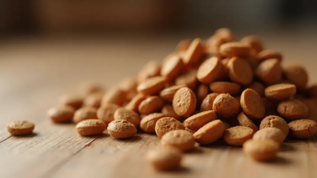 Is Fancy Feast Dry Cat Food a Healthy Choice? Expert Insights 2 Close-up of fancy feast dry cat food kibbles on a wooden surface