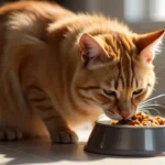 how much canned food to feed a cat – adult cat eating wet food from a stainless steel bowl in kitchen
