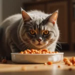Adult cat eating best rated wet cat food in a cozy kitchen setting, highlighting health and hydration benefits.