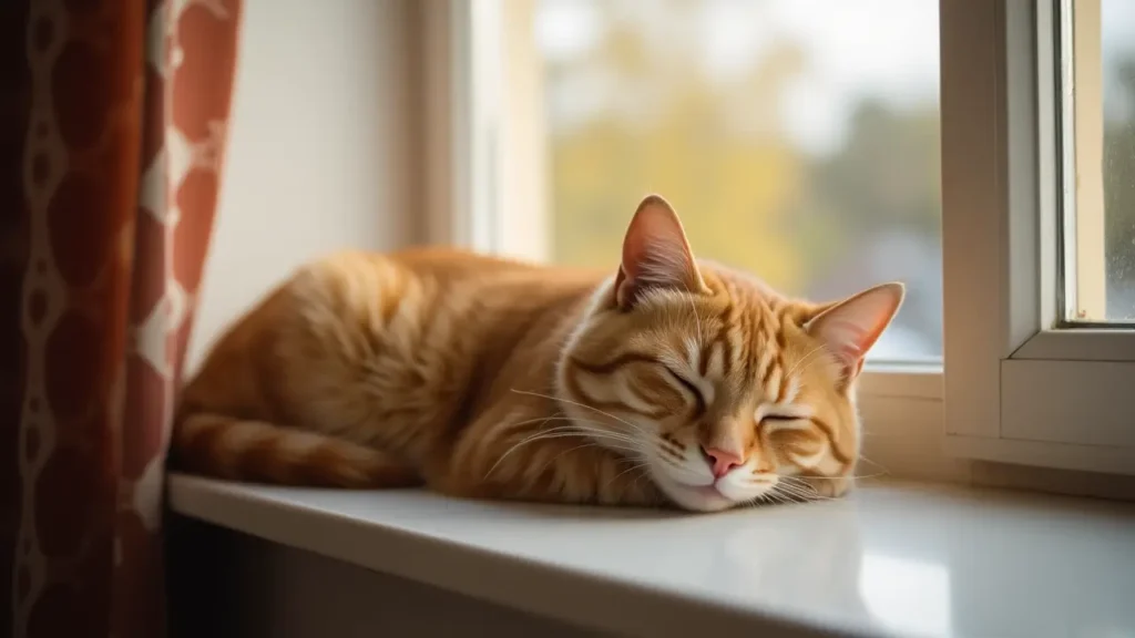How Many Hours Do Cats Sleep? Understanding Feline Sleep Cycles and Dream Patterns 1 A cozy domestic cat sleeping on a windowsill in natural light – how many hours do cats sleep
