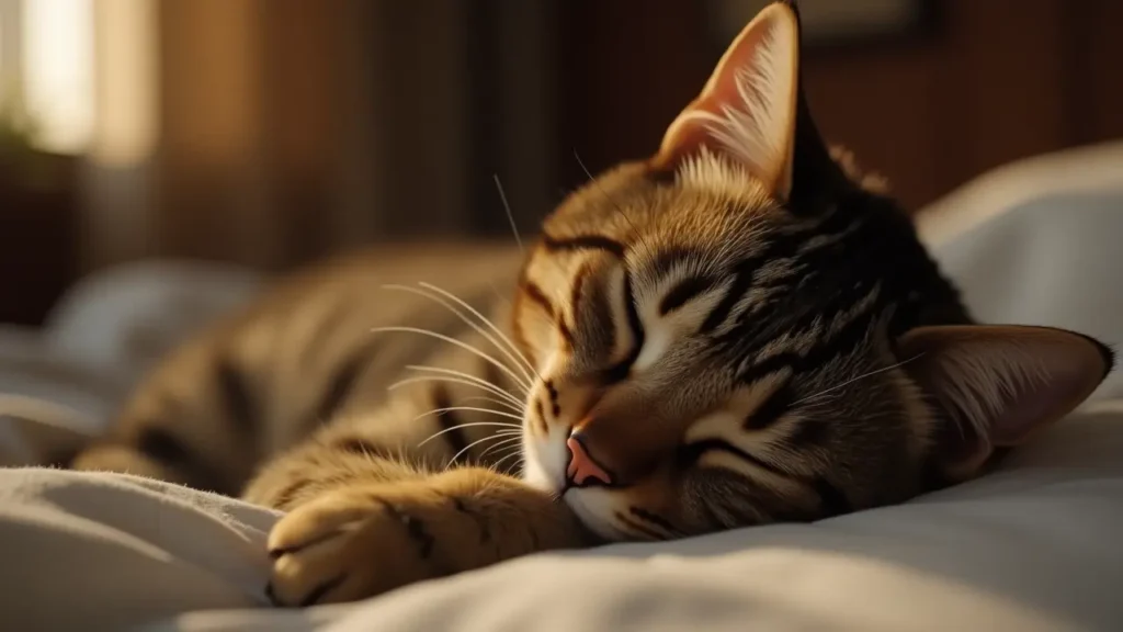 How Many Hours Do Cats Sleep? Understanding Feline Sleep Cycles and Dream Patterns 2 A tabby cat experiencing REM sleep with visible twitching during a nap