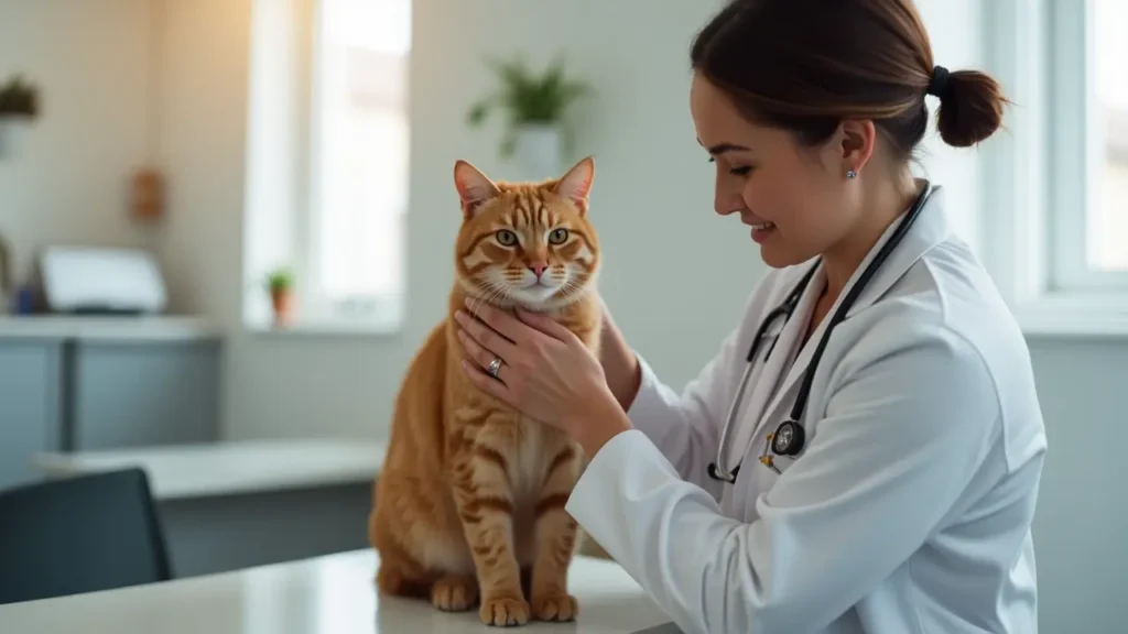 Is Authority Cat Food Good for Your Cat? A Nutritional Breakdown 1 Veterinarian examining a healthy domestic cat during routine checkup