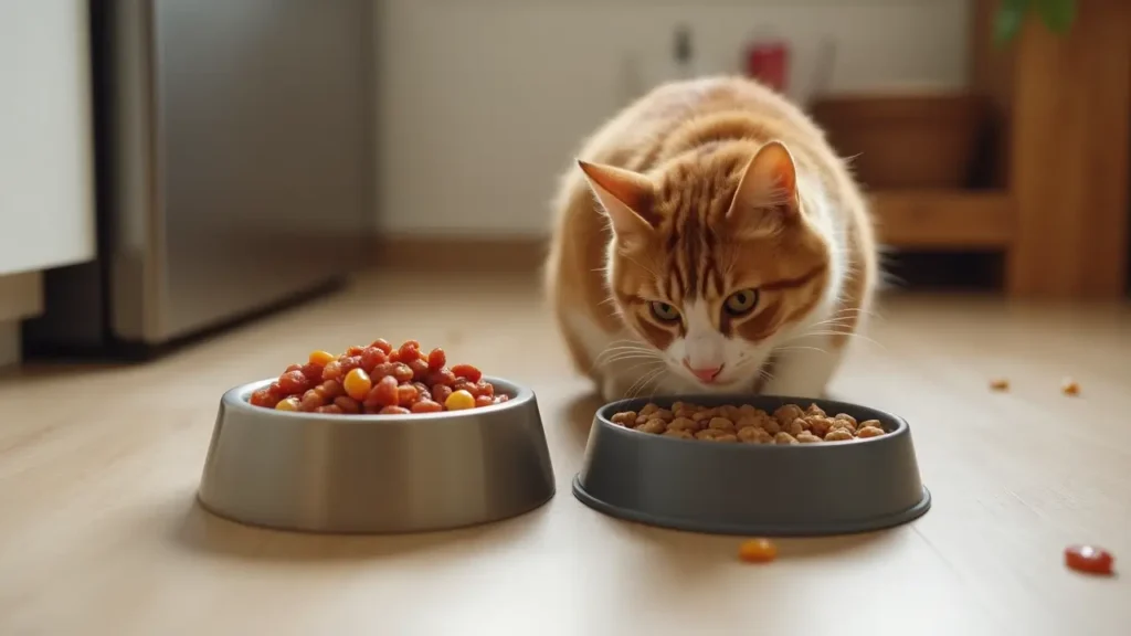 Best Cat Food for Urinary Health: Top UTI Solutions & Trusted Vet Brands 3 Wet and dry cat food in separate bowls, helping pet owners choose the right cat food for urinary health